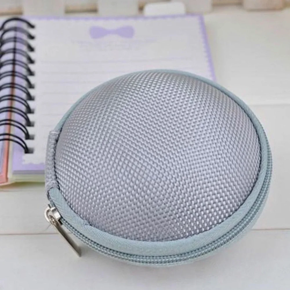 Round Gray Tech Storage Organizer Case with Zip Closure